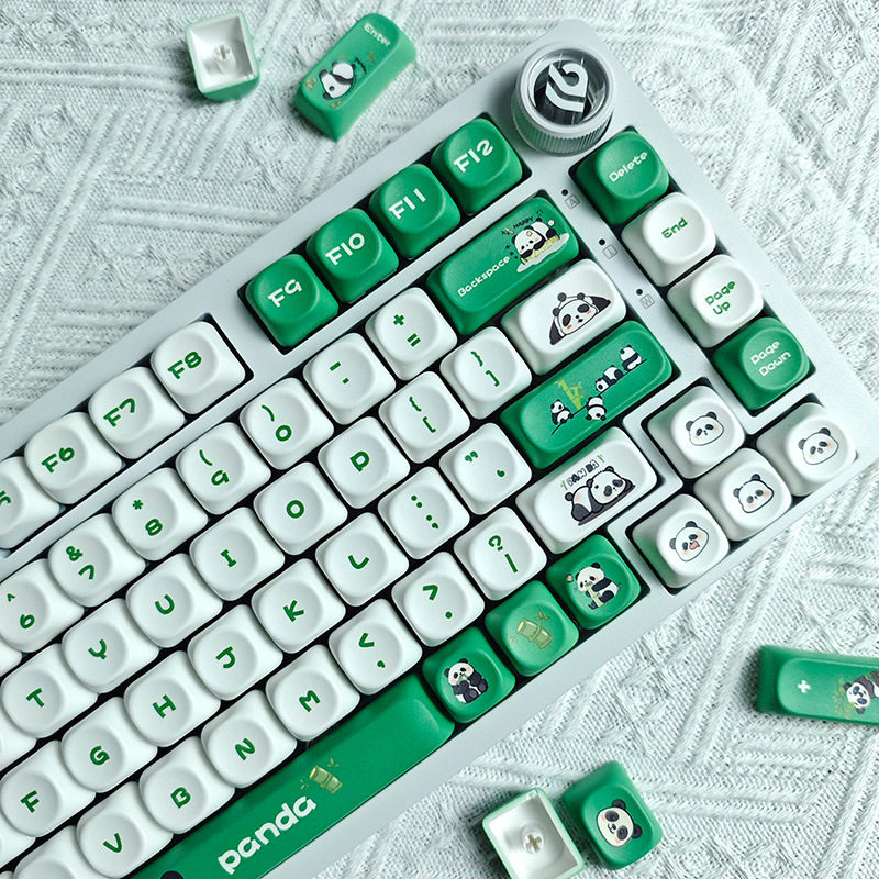 个性原创国宝熊猫键帽高颜值MOA高度热升华圆润pbt翠竹绿可爱键帽
