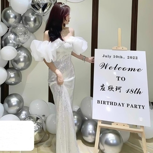 周岁生日装饰品迎宾牌kt板定制名字照片男女孩成人礼快乐字牌布置