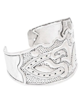 民族风金银色抽象图案开口宽手镯