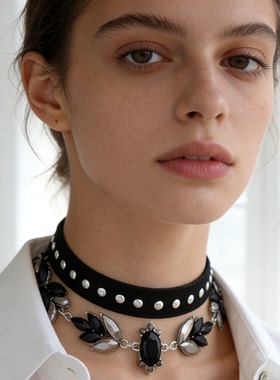 轻奢小众高级感水钻choker项链女