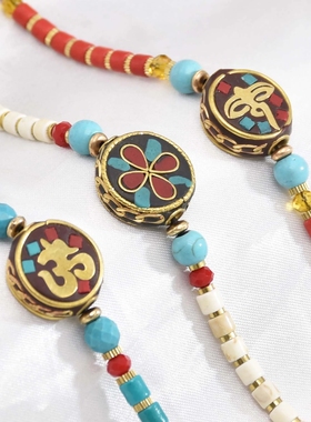 情侣绿松石民族风手工编织手链