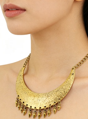 复古金色月牙锁骨链小众设计项链