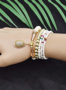 多色可选多层叠戴亚克力吊坠手镯