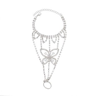 时尚个性仿七仙女法力手饰手背满钻蝴蝶戒指手链套装写真拍摄饰品