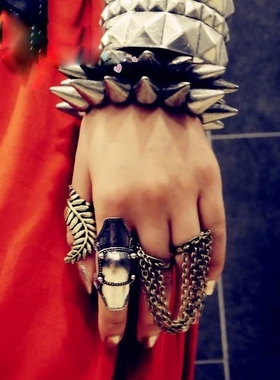 银/青铜合金双指边环复古