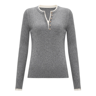 针织上衣 亨利领假两件修身 Petit Bari