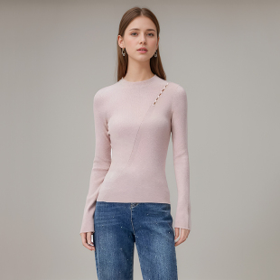 针织上衣 气质半高领镂空珠饰修身 Petit Bari