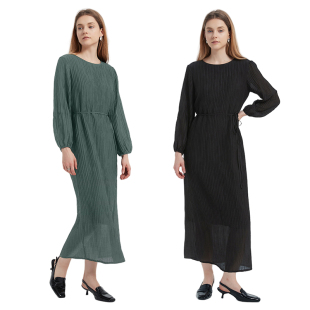 连衣裙 慵懒风肌理感褶皱长袖 Petit Bari
