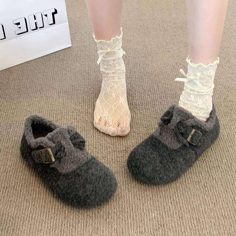 大码女鞋41到43勃肯鞋2025秋冬新款加绒豆豆鞋灰色毛毛棉鞋子平底,女鞋,勃肯鞋/软木鞋,淘宝优惠券,粉丝福利购,淘宝优惠卷