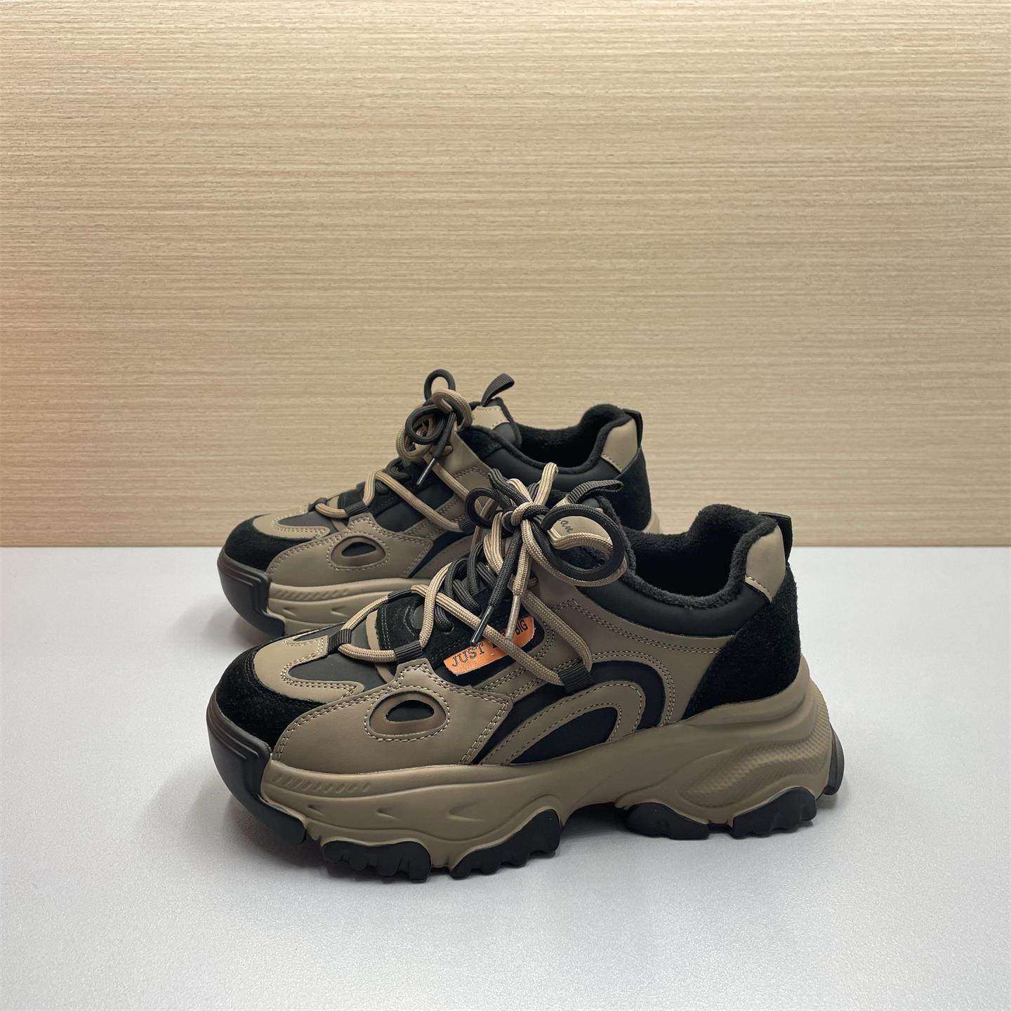 撤柜处理真皮厚底老爹鞋女秋冬加绒保暖休闲运动鞋百搭增高女鞋,女鞋,老爹鞋,淘宝优惠券,粉丝福利购,淘宝优惠卷