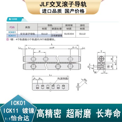 防锈镀镍ICK11-3050 3075 ICK01-3050 3075 3100交叉滚子滚柱导轨