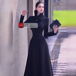 双排扣商务风加厚外套 大翻领保暖毛呢大衣2025新款 VJE冬季 法式