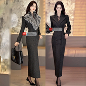 气质干练修身 VJE冬季 通勤OL商务毛呢大衣新款 女总裁过膝外套