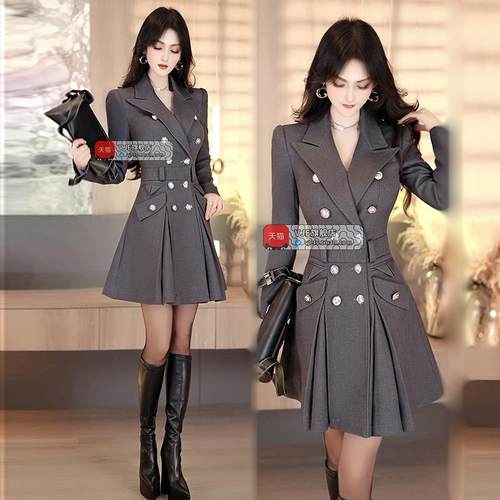 VJE冬季OL职业双排扣洋气外套新款气质减龄通勤加厚大衣
