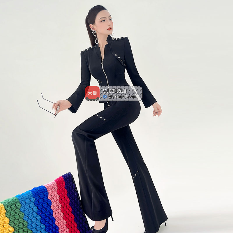 英伦风长袖黑色修身外套上衣