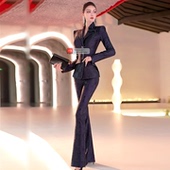 套装 西装 两件套2025秋季 VJE商务风造型盘花领口小西服外套喇叭裤