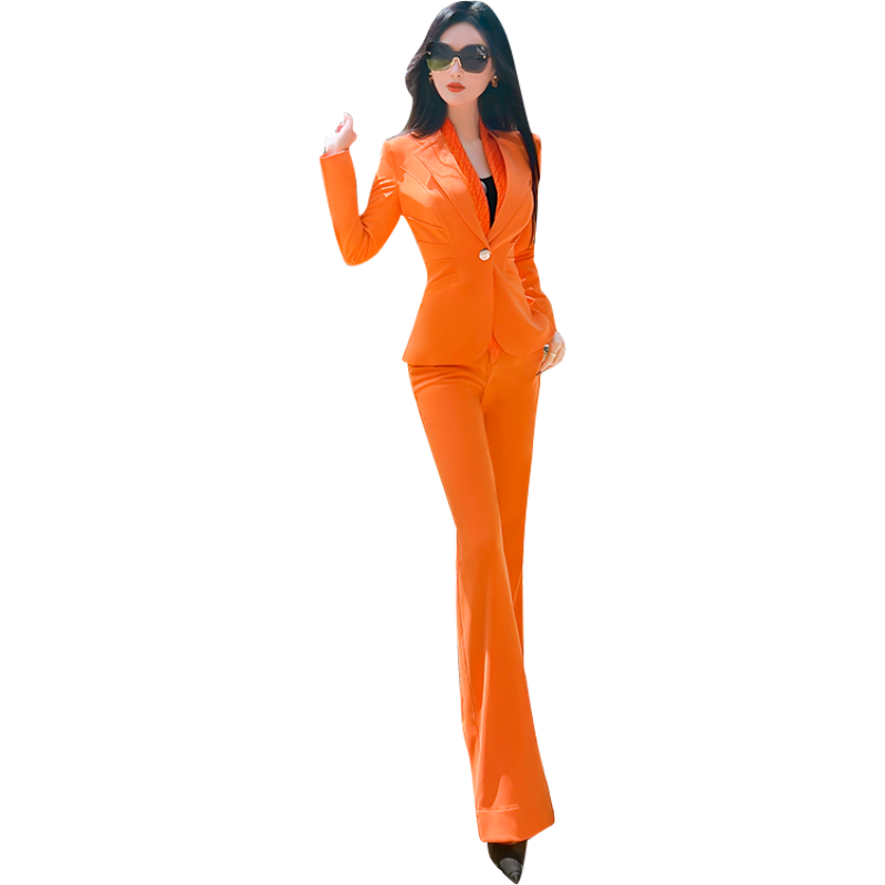 VJE早秋气质职场总裁正装套装女新款时尚西装外套喇叭裤