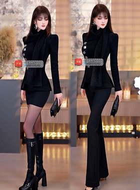 VJE秋冬季女装设计感围脖上衣2025新款通勤修身收腰OL风短外套