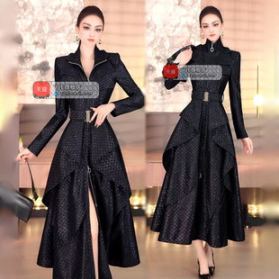 VJE春季欧美时尚设计感连衣裙2026新款气质减龄过膝收腰长裙