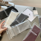 中长款 袜子女棉袜中筒袜春秋款 堆堆袜miu风灰色袜子搭配小皮鞋 棉