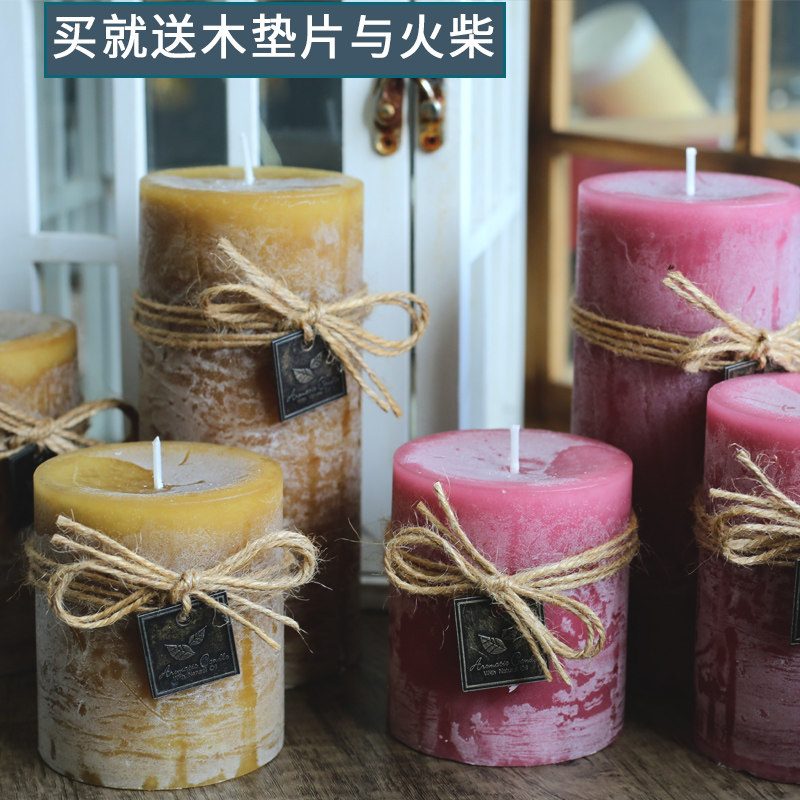 香薰蜡烛圆柱精油蜡烛熏香去味浪漫无烟装饰大号家用摆件香味安神