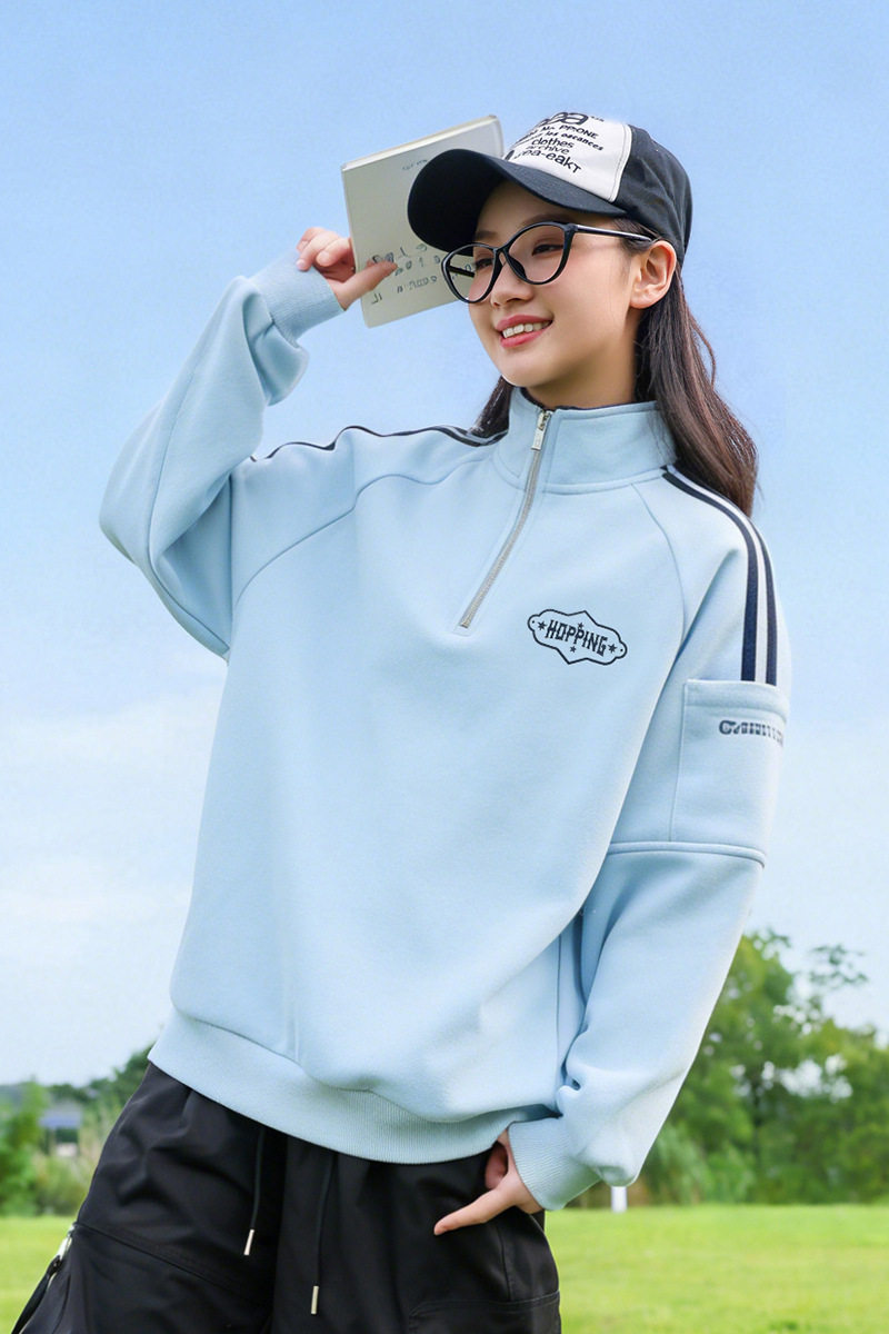2026新款春装女童少女初高中生女孩学院风拉链立领宽松卫衣上衣