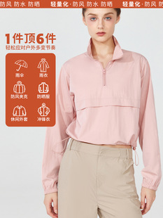 新款立领半拉链运动时尚冲锋衣外套女宽松显瘦瑜伽跑步健身长袖