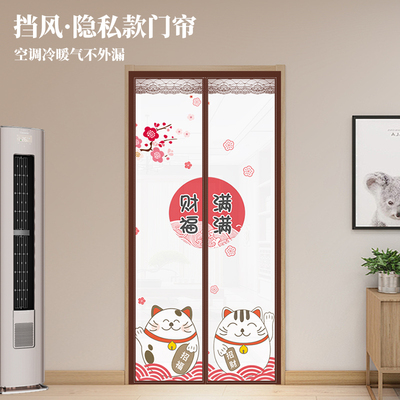 2025隐私遮挡空调门帘新款全磁条塑料防冷气防尘帘家用防水隔断帘
