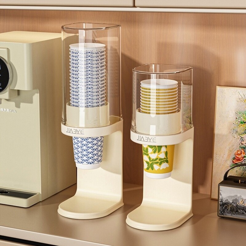 一次性杯子取杯器桌面放咖啡茶杯饮水机防尘水杯收纳盒纸杯置物架