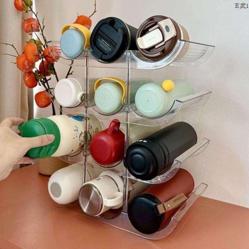 家用水杯收纳层架杯子红酒桌面防尘置物架可叠加透明茶杯保温杯放