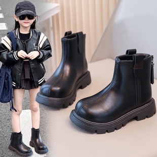 女童马丁靴2025新款秋冬季黑色儿童时尚洋气小短靴女宝英伦风靴子