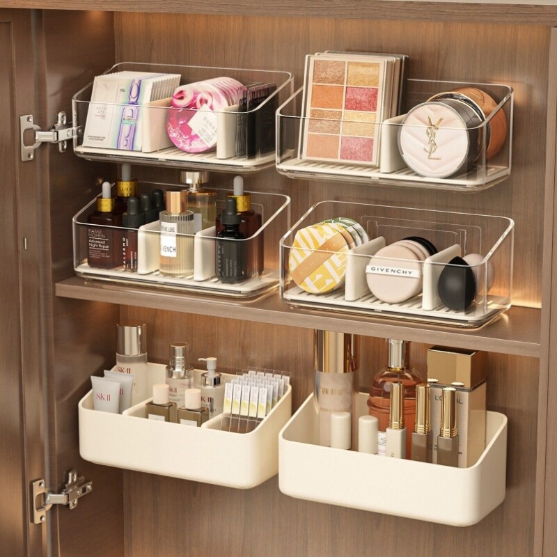 镜柜收纳盒壁挂浴室柜门内口红面膜分格整理盒卫生间化妆品置物架