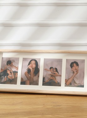 创意组合相框摆台打印洗照片中空情侣6寸木质相架三四连多9宫格框