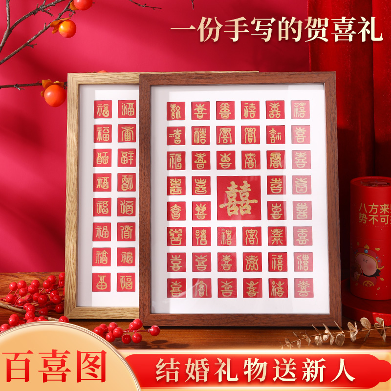 百喜图送新人闺蜜结婚相框礼物