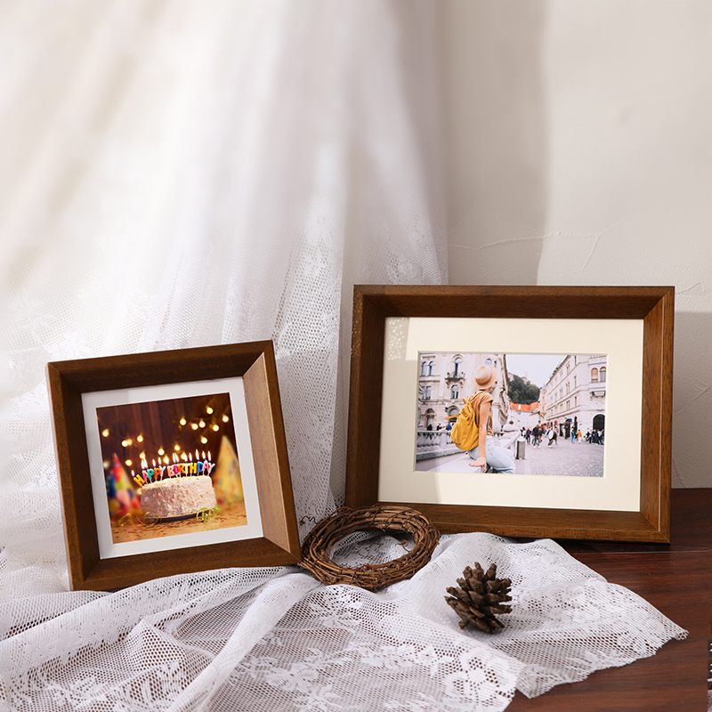 实木ins8寸洗照片挂墙复古相框