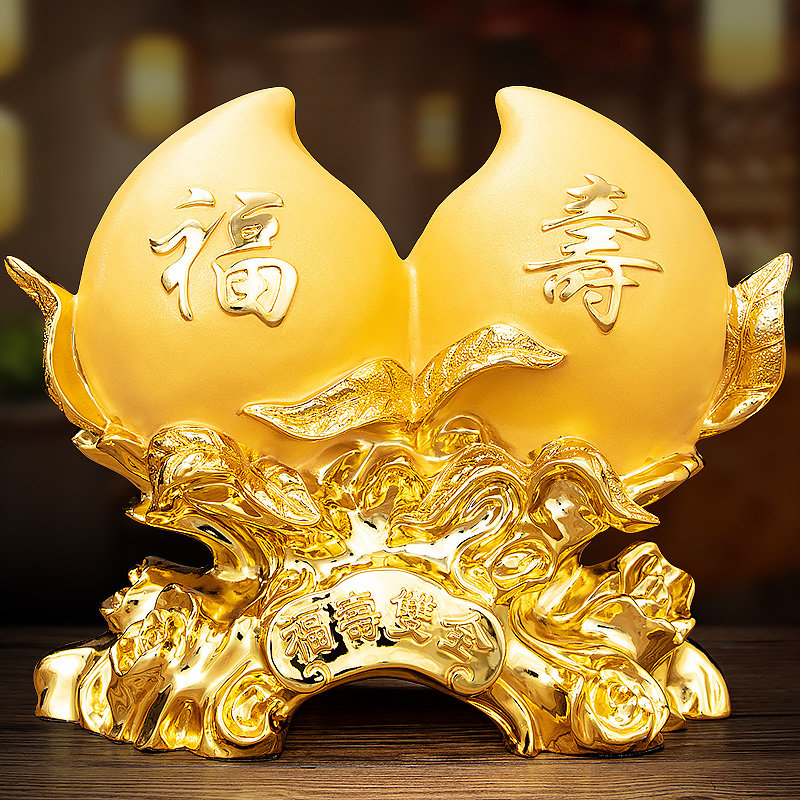 福寿双全寿桃摆件仙桃送长辈爷爷姥姥创意生日礼品桃子祝寿礼物