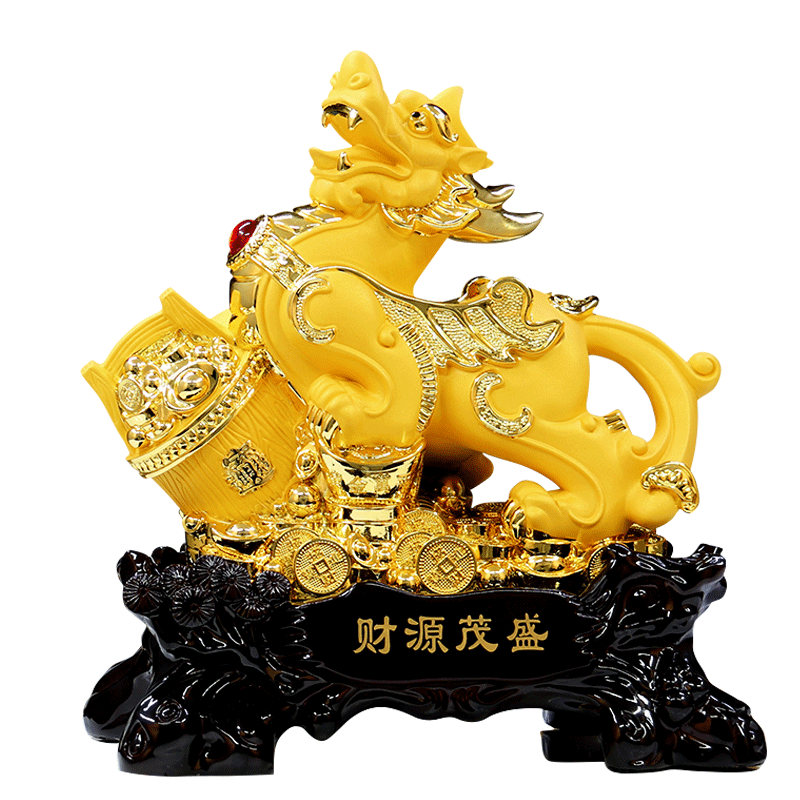 沙金招财貔貅客厅公母一对摆件