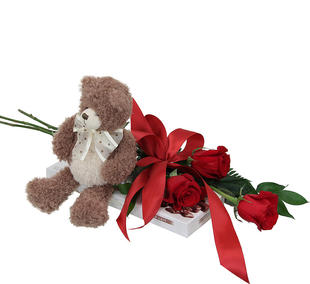 加拿大送花3玫瑰小熊埃德蒙顿送花加拿大鲜花国际送花 意大利罗马