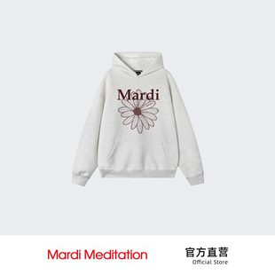 MARDI韩国小雏菊字母宽松连帽卫衣男女雏菊风2026秋冬季上衣