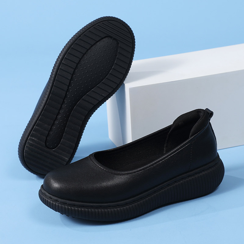 护士鞋女春夏季黑色透气防滑臭软底不累脚真皮厚底工作专用医护鞋