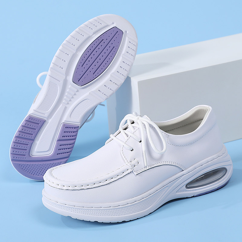 气垫护士鞋女秋冬季黑色透气防滑臭软底不累脚厚底平底医护工作鞋