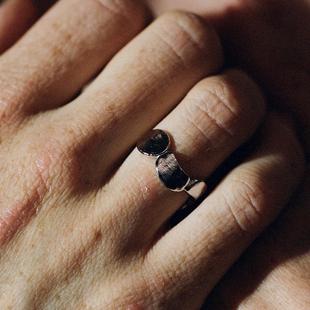 ABOAB ETERNITY系列Moon Phase戒指925银厚镀金原创设计日月灵感