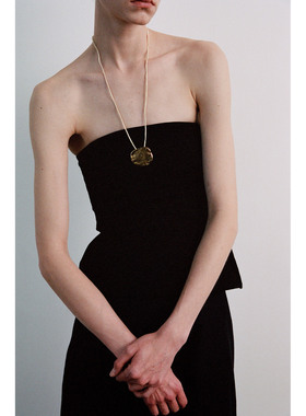 ABOAB  PASTORALE系列Nutshell项链 925银厚镀铑金/18K黄金皮绳链