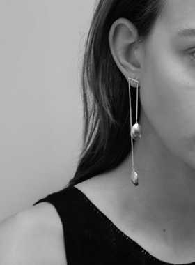 ABOAB TENCHI系列Twin耳饰短款 长链气质流苏个性原创极简925银镀