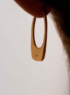 ABOAB SURROUND系列Oval Long Hole Hoops耳饰925银厚镀金原创设