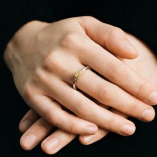 Mix戒指金银组合原创设计肌理 Rectangle ABOAB SURROUND系列Gold