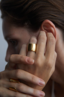 ABOAB SCULPTING系列Seam Wide戒指 原创设计925银厚镀金雕塑肌理