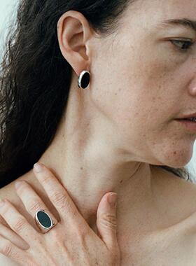 ABOAB ETERNITY系列Oval耳钉925银厚镀金原创设计日月灵感