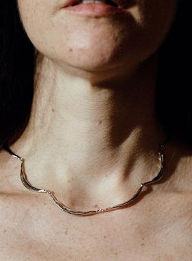 项链925银厚镀白金原创设计