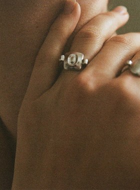 ABOAB925银镀金极简戒指原创设计